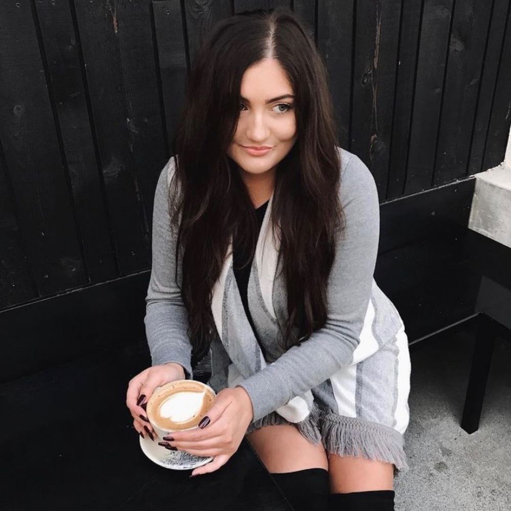 Grey & white fringe Anthropologie cardigan